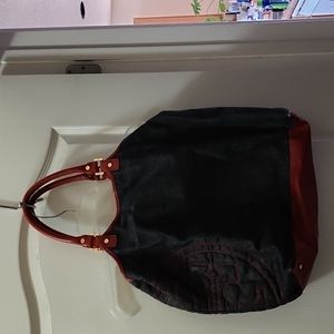 Tory Burch Blue Denim & Red Purse